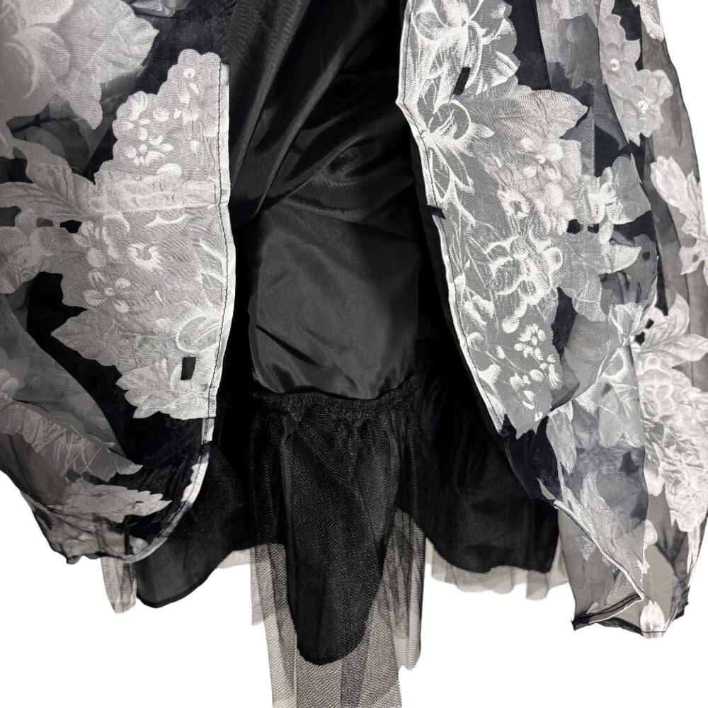 Betsy & Adam Strapless Black & White Floral Print Dress Size 12 Made In USA - Picture 16 of 16